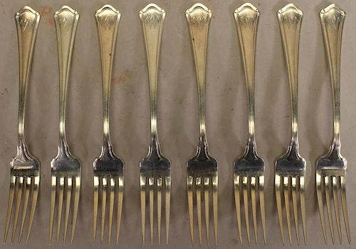 (8) Monogrammed "W" Sterling Silver Forks