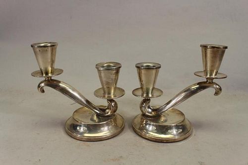 (2) Fisher Weighted Sterling Silver Candleabra