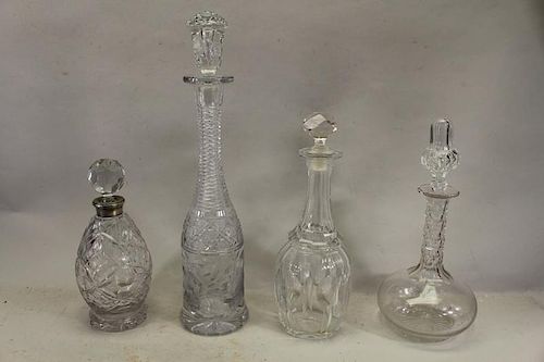 (4) Cut Glass/ Crystal Decanters w/ Stoppers