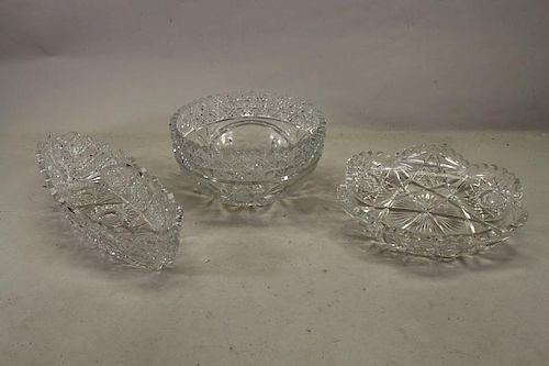 (3) Vintage Cut Glass Serving Dishes