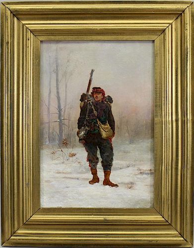 French School, 19th C. Painting of Soldier