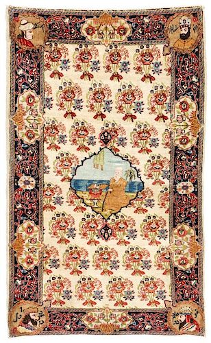 Tabriz Pictorial Rug: 2'8'' x 4'5'' (81 x 135 cm)
