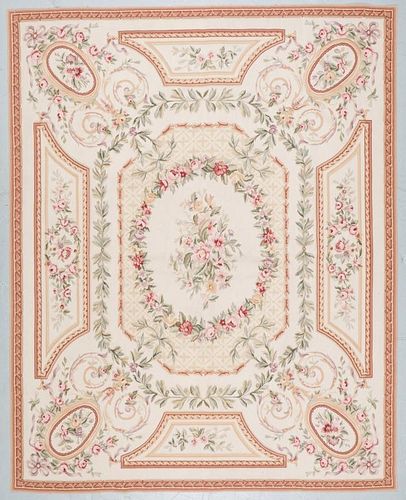Aubusson Wool Tapestry Carpet: 119'' x 95''