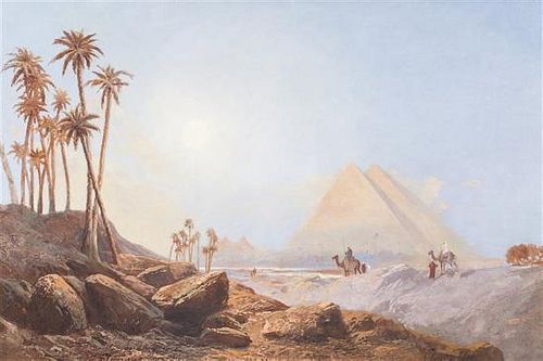 Clarence Henry Roe, (British, 1850-1909), Pyramids in Egypt