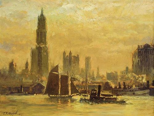 Charles P. Appel, (American, 1857-1928), Skyline Across Harbor