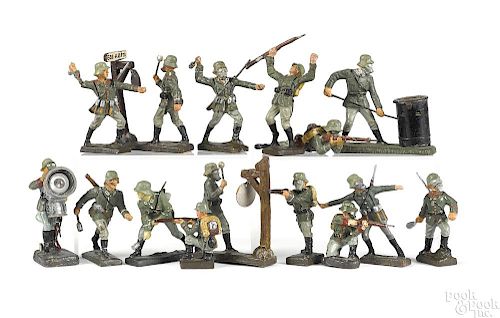 Lineol painted composition gas mask soldiers