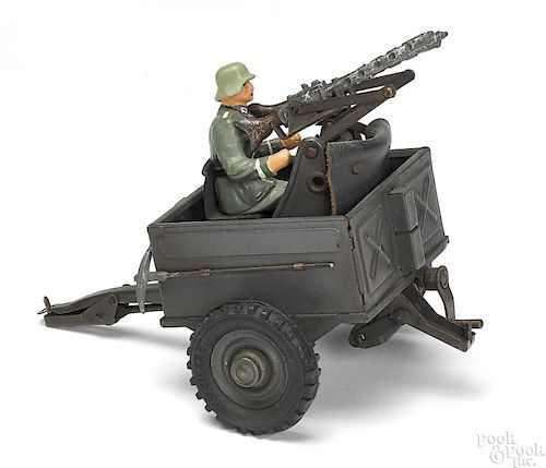 Hausser painted tin anti-aircraft military cart