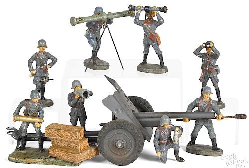 Elastolin painted tin and composition soldiers