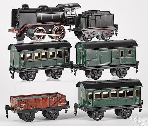 Marklin six-piece painted tin clockwork train set