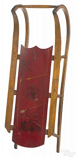 Child's painted wood sled, early 20th c.