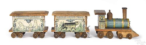 Barnum's paper lithograph over wood circus train