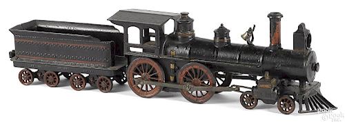 Large Wilkins cast iron train locomotive & tender