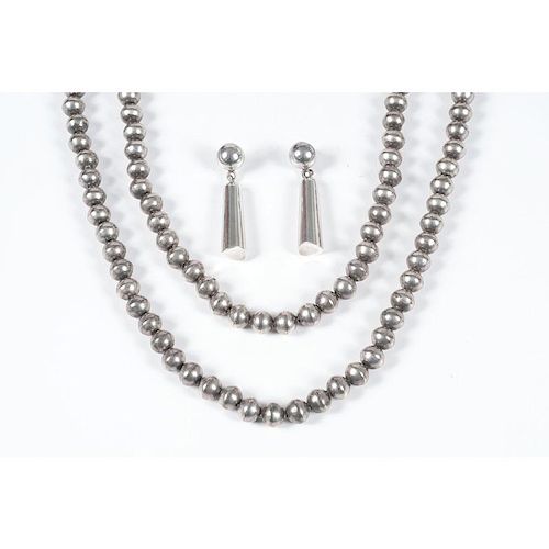 Navajo Pearls PLUS Silver Drop Earrings