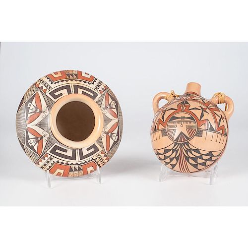 Jean Sahme Nampeyo (Hopi, b.1948) Polychrome Pottery Jar and Canteem