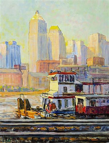 Julius Kahn, (American, 1893-1983), New York Skyline, 1966