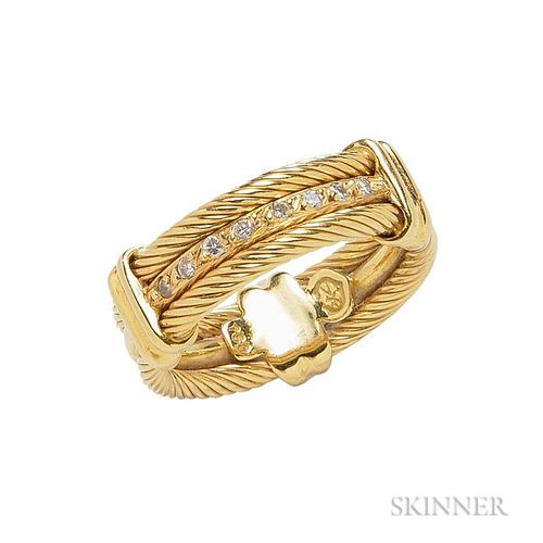 18kt Gold and Diamond Band Ring, Charriol