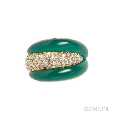 18kt Gold, Chrysoprase, and Diamond Ring