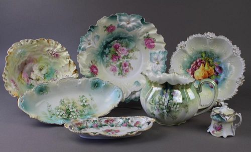 R. S. Prussia Porcelain Group of 7