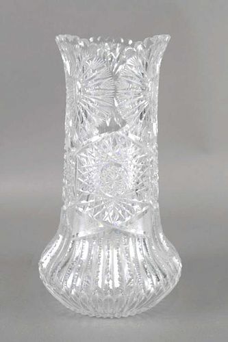 Large American Brilliant Period Cut Glass Vase