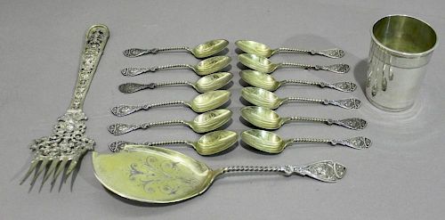 Group of Sterling with Coin Silver Beaker 1700
