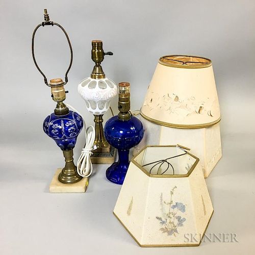 Three Glass Fluid Lamps