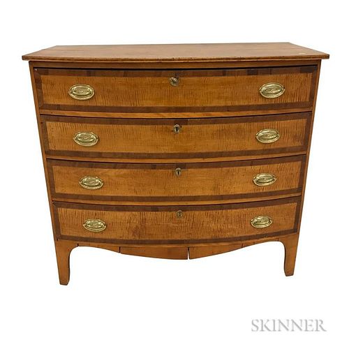 Federal Inlaid Maple Bow-front Chest of Drawers