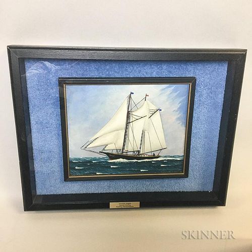 Framed Diorama of the Schooner Dolphin   in a Shadowbox
