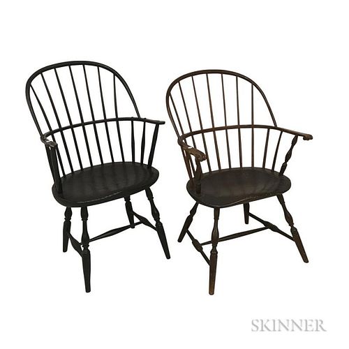 Two Painted Sack-back Windsor Chairs