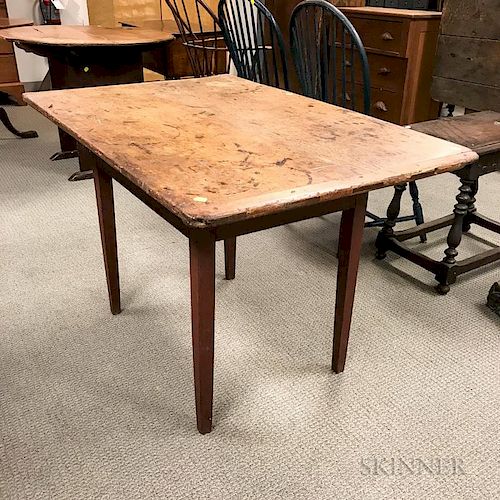 Country Red-painted Pine Tavern Table