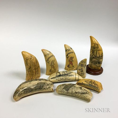 Nine Mostly ArTek Replica Scrimshaw Whale's Teeth