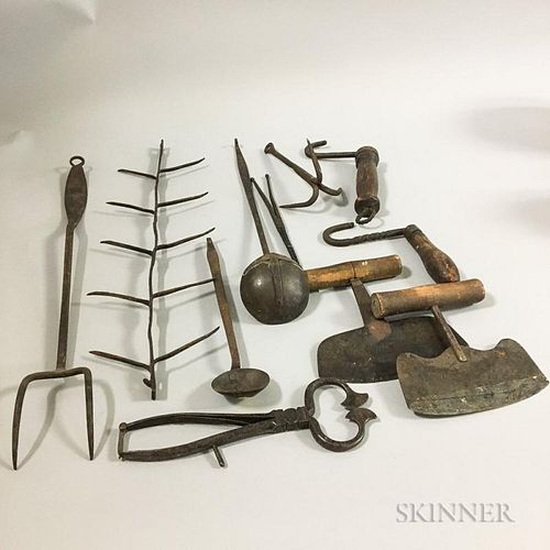Group of Wrought Iron Hearth and Domestic Items