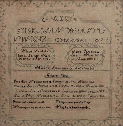 1827 Schoolgirl Sampler & Family Register