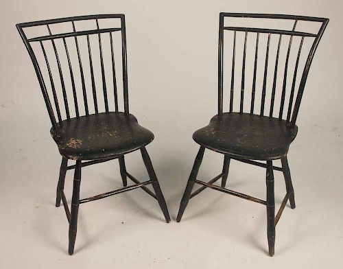Six Painted Birdcage Windsor Chairs