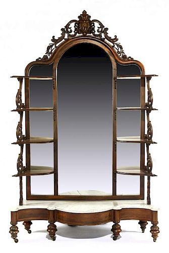 Victorian rosewood etagere with marble