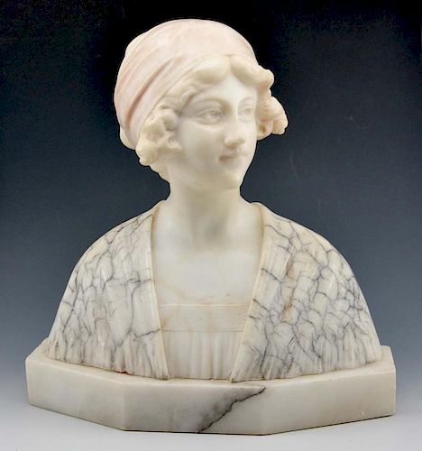 19th Century Italian marble bust of a woman