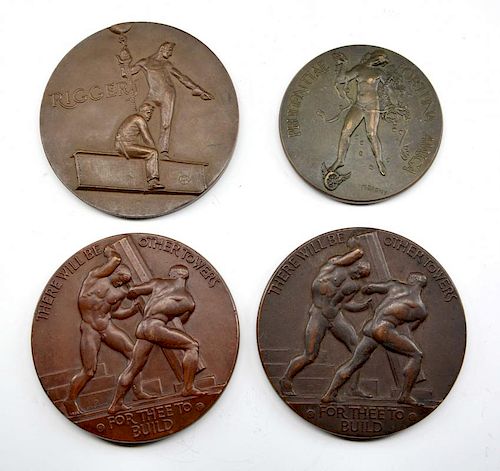 Grouping of four bronze medallions, Dropsy, W. Hancock