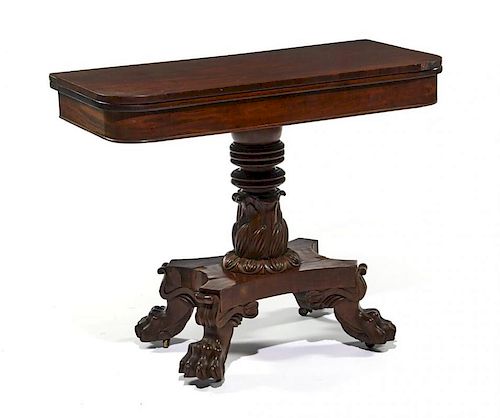 American empire games table, claw feet, 19th c