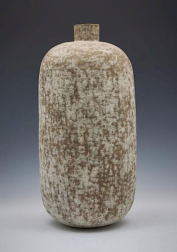 Claude Conover large stoneware vase, "Patolli", 22"t