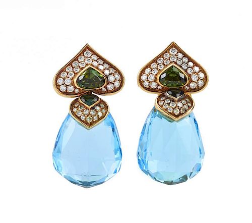 Bulgari "Marina B" Gemstone & Diamond Earrings