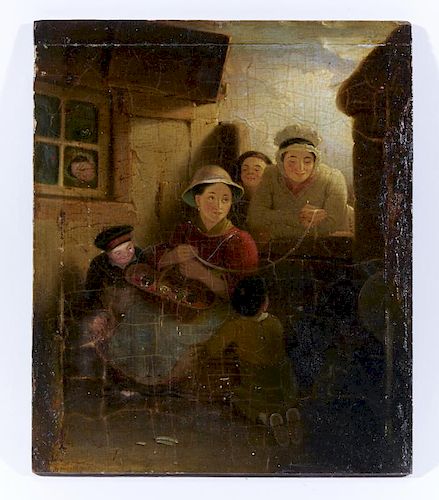 Painting, Dutch school, Yarn Seller, oil on panel