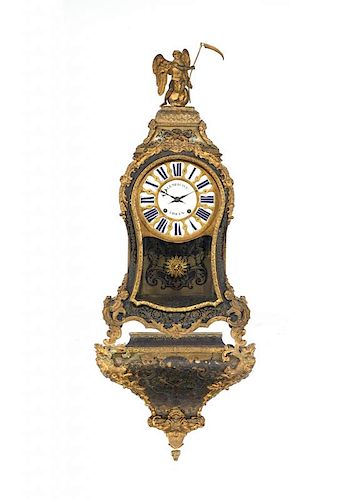 Large Louis XV ebonized boulle bracket clock