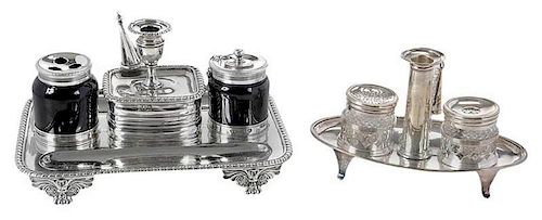 Two English Silver Ink Stands