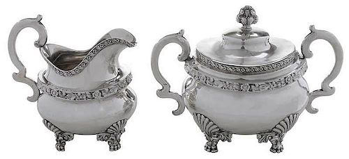 Peter Chitry Coin Silver Sugar and Creamer