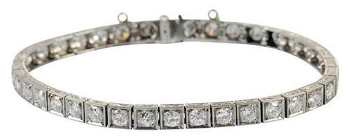 Vintage Platinum & Diamond Line Bracelet