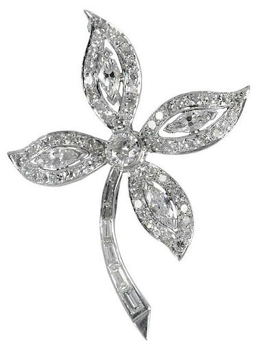 Platinum Diamond Flower Brooch