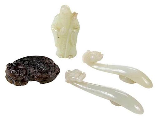 Four Carved Jade and Hardstone Items