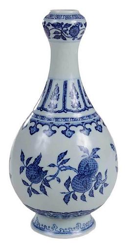 Garlic Head Vase with Blue and White Decoration