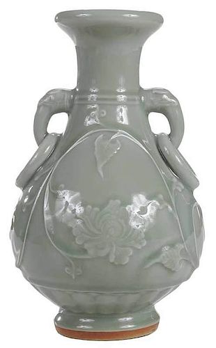 Ming Style Vase with Elephant Ring Handles