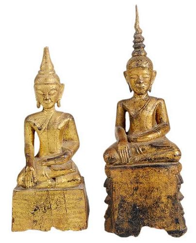 Two Giltwood Sitting Buddhas