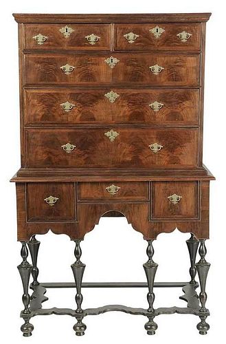 American William and Mary Walnut High Chest